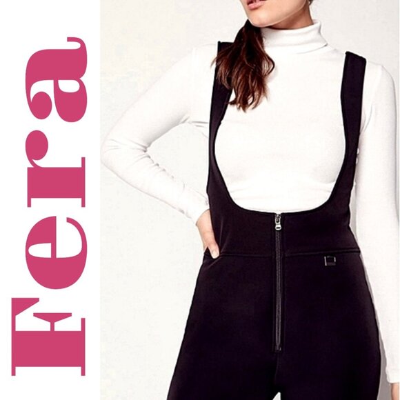 FERA INTERNATIONAL WOMEN’S VINTAGE 90s BLACK SNOW SKI BIB ONE PIECE STIRRUP, SIZ - Picture 6 of 14